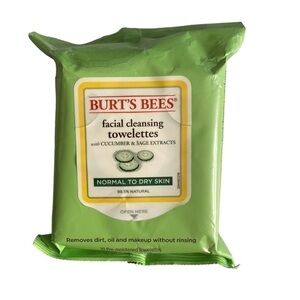 🆕 Burts Bees 🐝 Facial Cleansing Towelettes | Cucumber & Sage Extracts